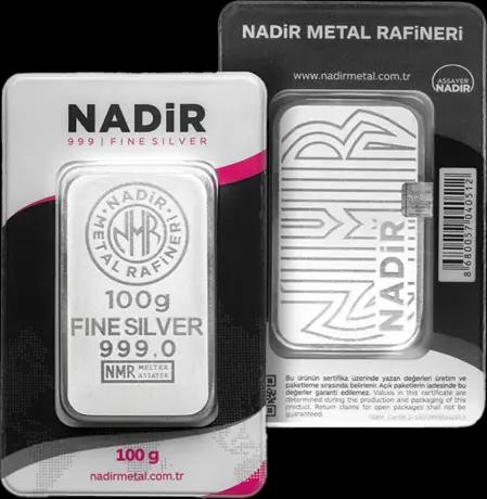 100 Gram Silver Bar | Nadir Metal Rafineri
