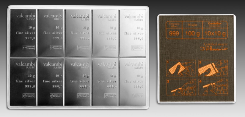 10 x 10g Silver CombiBar  | Valcambi