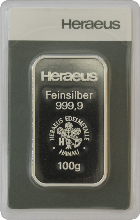 100 gram Silver Bar Heraeus