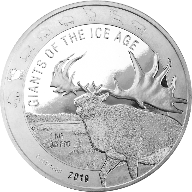 Ice Age Giants - Giant Deer 1kg Silver Coin 2019 | margin scheme