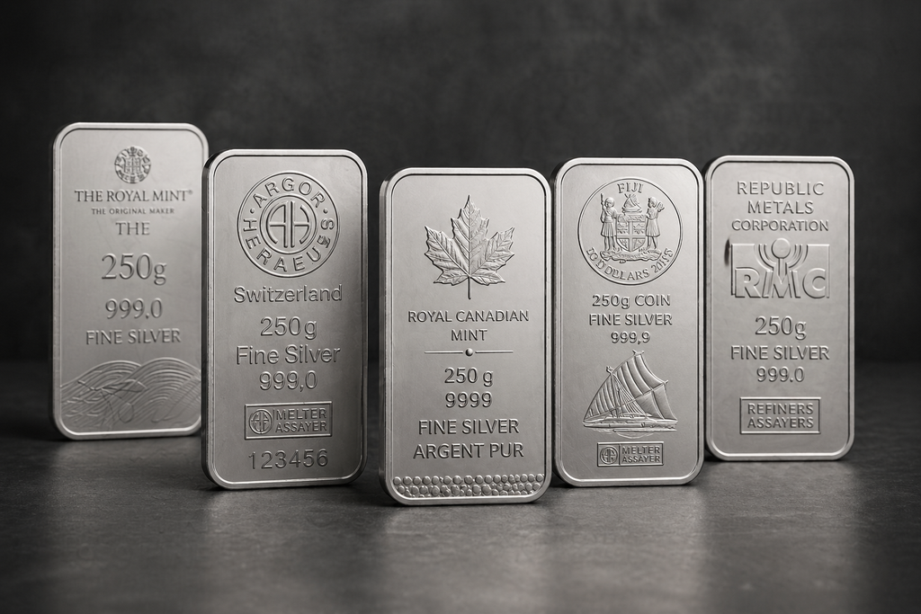 250g Silver Coin Bar - diverse | margin scheme