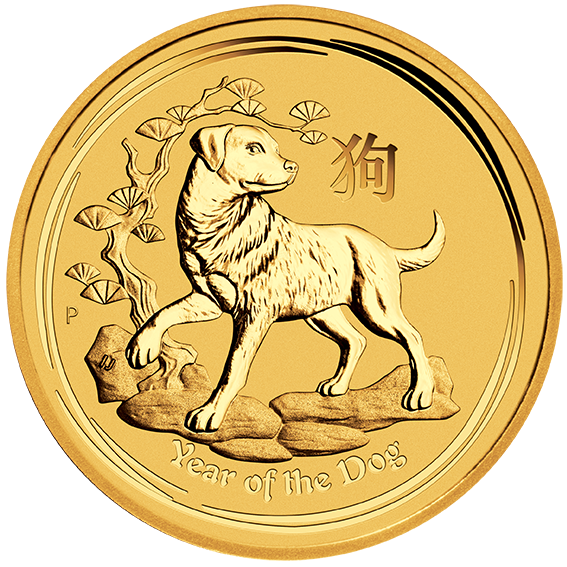 Lunar II Dog 1/10oz Gold Coin 2018