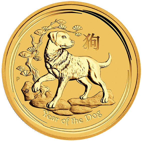 Lunar II Dog 1/4oz Gold Coin 2018