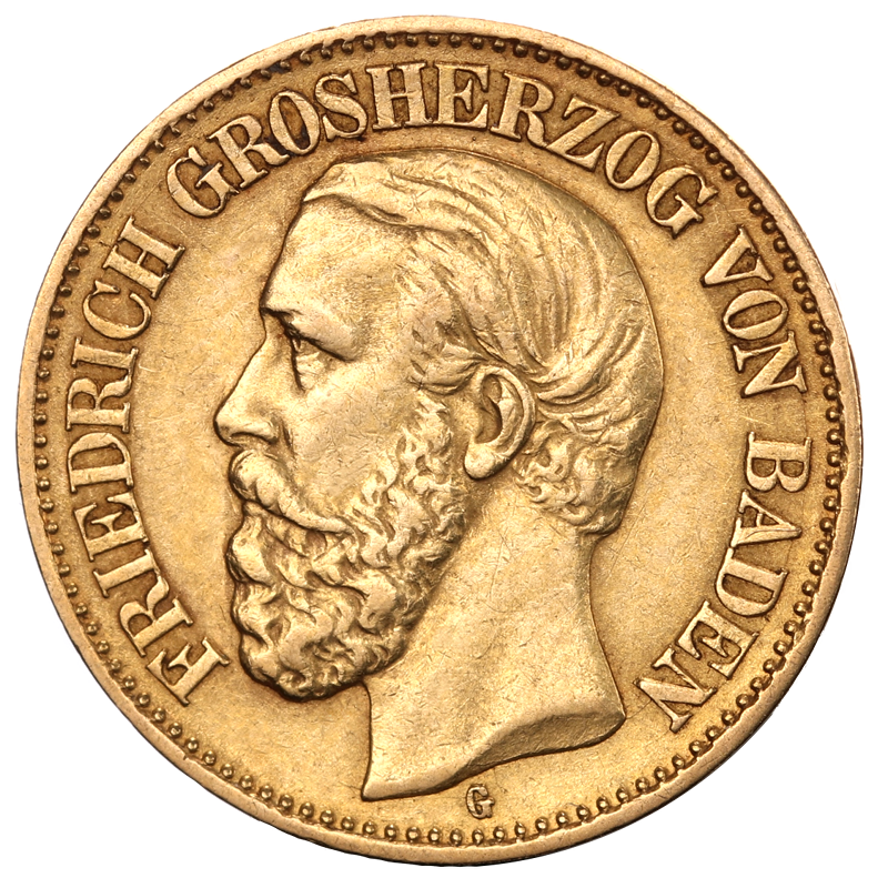 10 Mark Grandduke Friedrich I. Gold Coin | Baden | 1872-1888