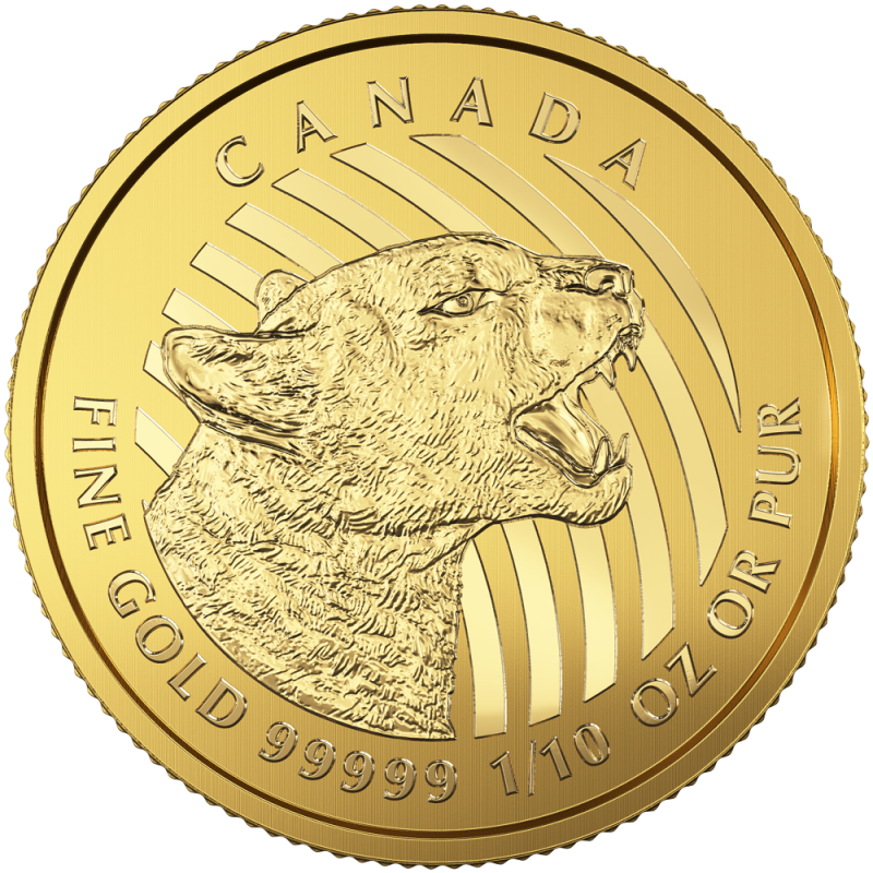 Call of the Wild "Growling Cougar" 1/10oz Gold Coin 2016 | .99999