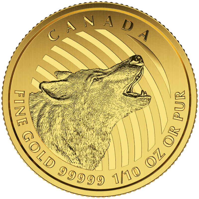 Call of the Wild Howling Wolf 1/10oz Gold Coin 2015 | .99999