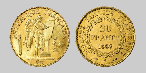 [11005] 20 Francs Genius - Angel Gold Coin | 1871-1898 | France