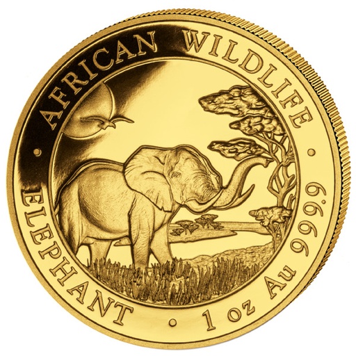 [13111] Somalia Elephant 1oz Gold Coin 2019
