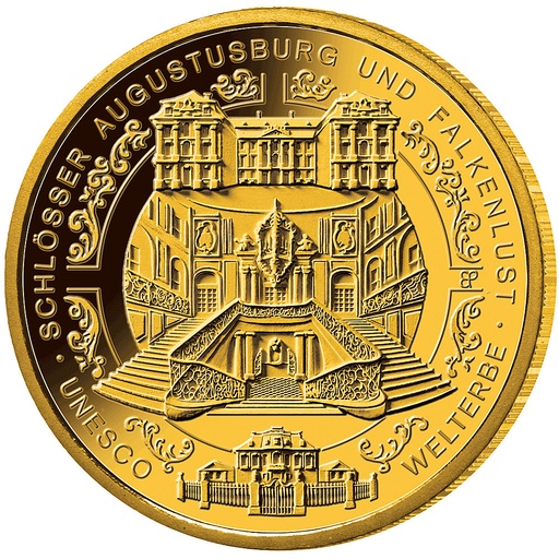 [108336] 100 Euro Castles Augustusburg and Falkenlust 1/2oz Gold Coin 2018 | Germany (D)
