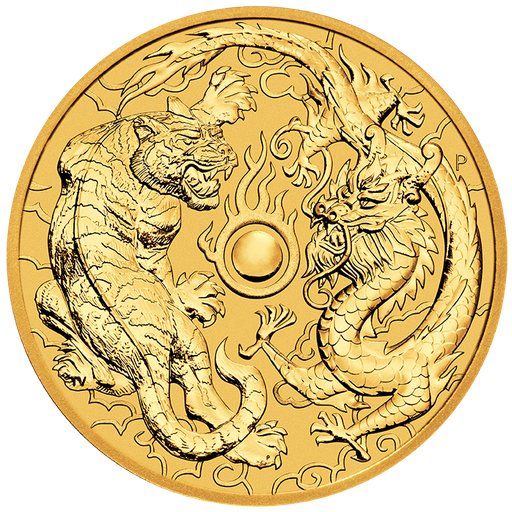 [101216] Australian &quot;Chinese Myth &amp; Legends&quot; Dragon and Tiger 1oz Gold Coin 2019