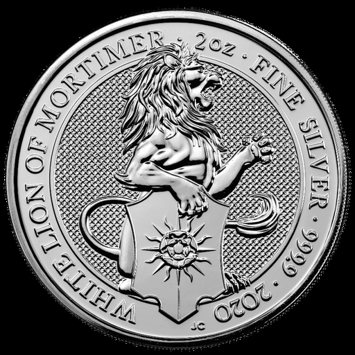 [209185] Queen's Beasts White Lion of Mortimer 2oz Silver Coin 2020 margin scheme
