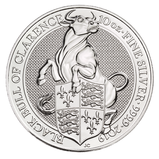 [209177-1] Queen's Beasts Black Bull 10oz Silver Coin 2019 margin scheme