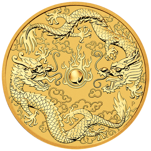 [101219] Australian &quot;Chinese Myth &amp; Legends&quot; Dragon and Dragon 1oz Gold Coin 2020