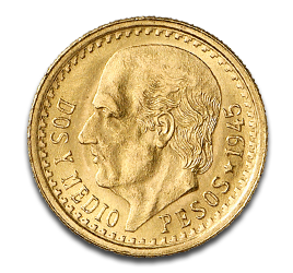 [11205] 2.5 Mexican Peso Hidalgo Gold Coin | 1918-1948