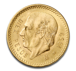 [11203] 10 Mexican Peso Hidalgo Gold Coin | 1905-1959