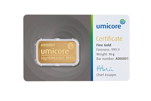 [30033] 10 Gram Gold Bar Umicore