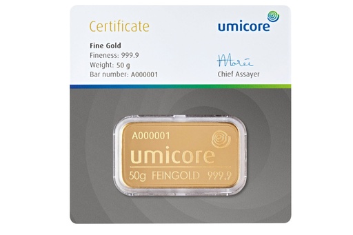 [30036] 50 Gram Gold Bar Umicore