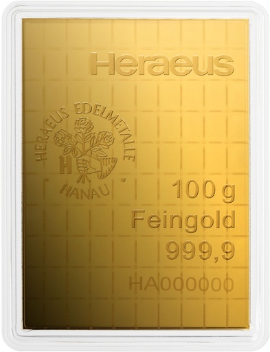[30098] 100 x 1g Gold CombiBar Heraeus with Certificate