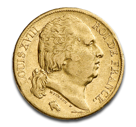 [11003] 20 Francs Louis XVIII. Gold Coin | 1816-1824 | France