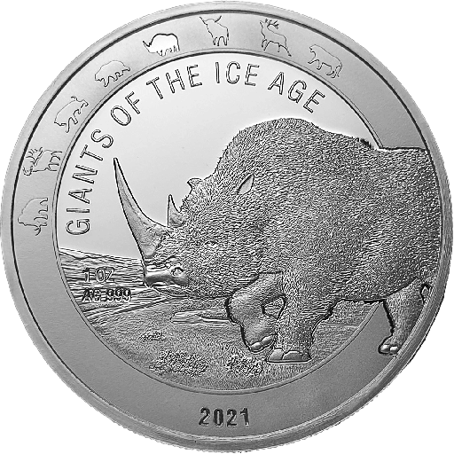 [23512] Giants of the Ice Age - Woolly Rhinoceros - 1oz Silver Coin 2021 margin scheme