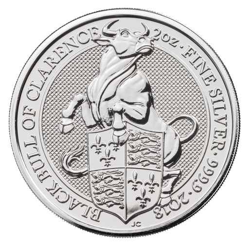 [209166-1] Queen's Beasts Black Bull 2oz Silver Coin 2018 margin scheme
