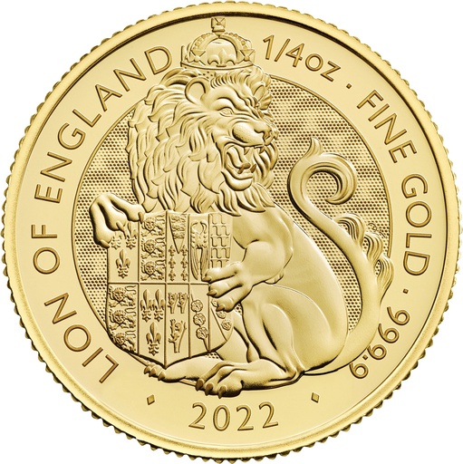 [109295] Tudor Beasts Lion 1/4oz Gold Coin 2022