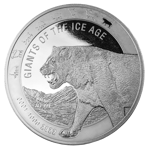 [23520] Ice Age Giants - Cave Lion 1 Kilo Silver Coin 2022 margin scheme