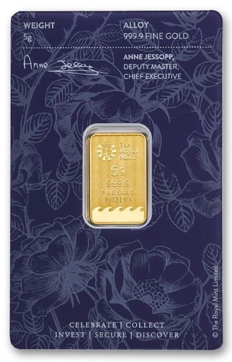 [30056] 5 Grams Gold bar Royal Mint Best Wishes
