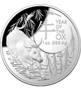 Australian Lunar II RAM Ox 1oz Silver Coin 2021 margin scheme