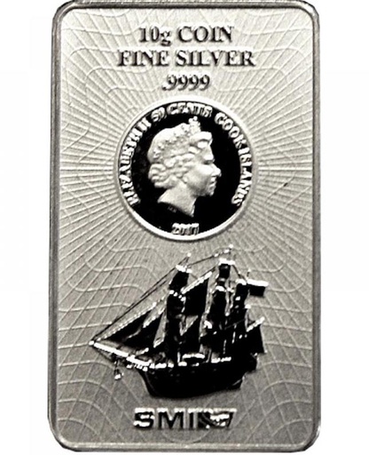 [22617] 10 Grams Silver Coinbar Cook Islands margin scheme