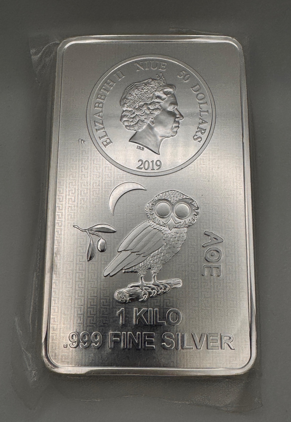 1kg Silver Coin Bar Niue Owl of Athens | margin scheme | CelticGold.eu