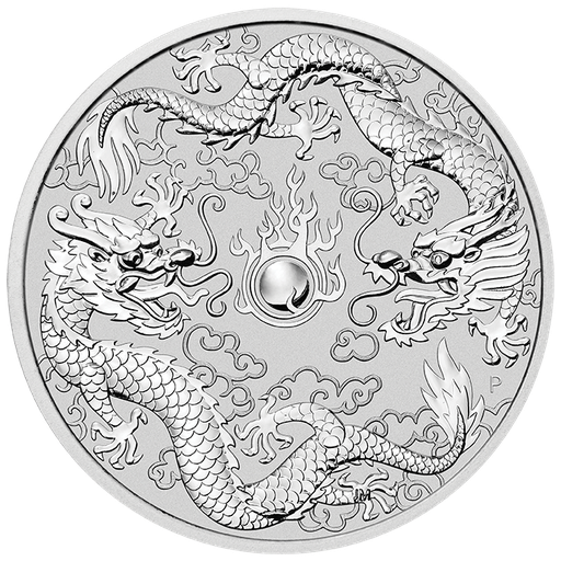 [208223] Australian &quot;Chinese Myths &amp; Legends&quot; Dragon and Dragon 1oz Silver Coin 2019 margin scheme