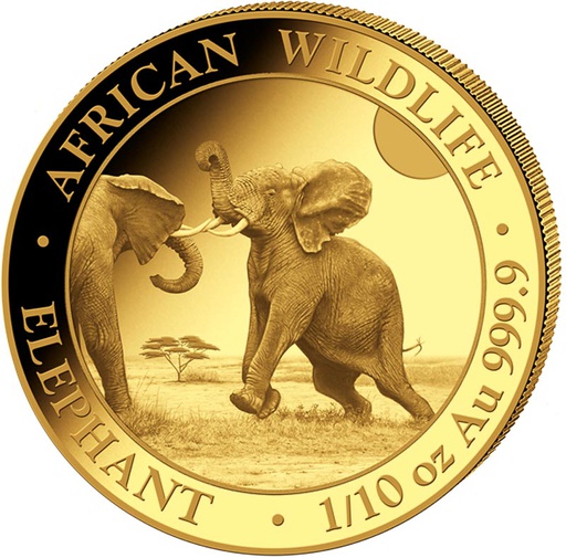 [13125] Somalia Elephant 1/10 oz Gold Coin 2024