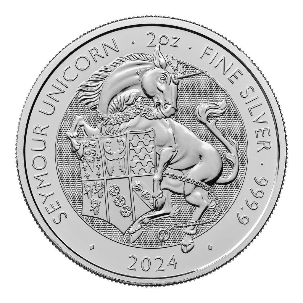 Tudor Beasts Seymour Unicorn 2oz Silver Coin 2024 | CelticGold.eu