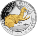 Somalia Elephant 1 oz  Silver coin 2023 gilded