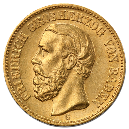 [10801] 20 Mark Grand Duke Friedrich I. Gold Coin | 1872-1895 | Baden