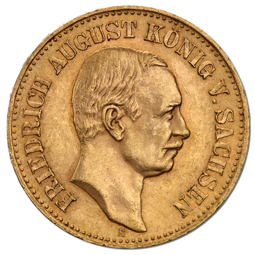 [10831] 20 Mark King Friedrich August III. Gold Coin | Saxony | 1904-1918
