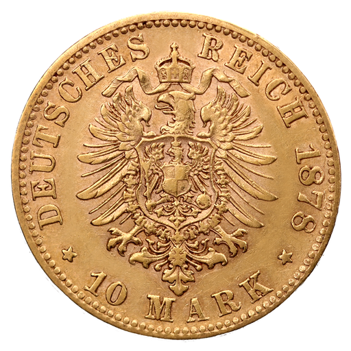 [108222] 10 Mark King Karl Wuerttemberg Gold Coin | 1864-1891