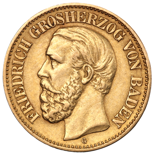 [10836] 10 Mark Grandduke Friedrich I. Gold Coin | Baden | 1872-1888