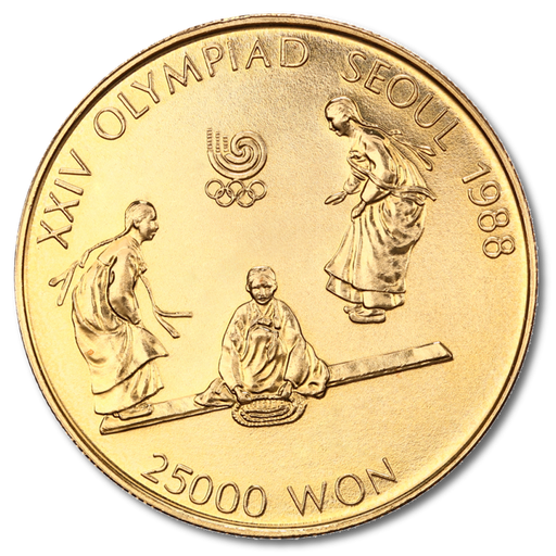 [1KR04] Olympics Seoul 1/2oz Gold Coin 1988 | Men on Seesaw